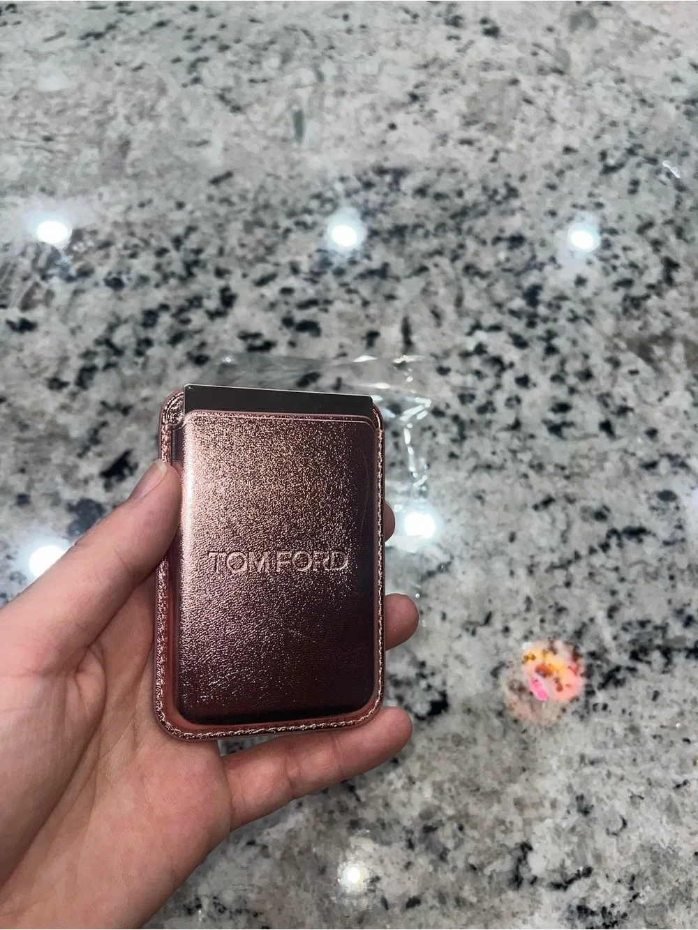 Tom Ford Metallic Rose Gold Card Wallet Phone Accessory